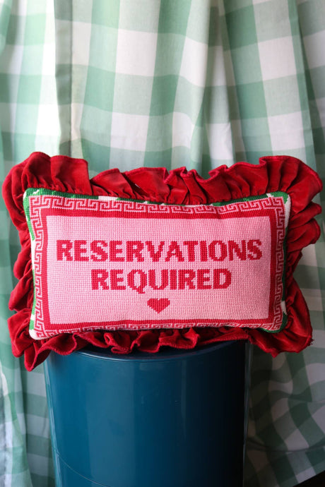 Reservations Required Needlepoint Pillow