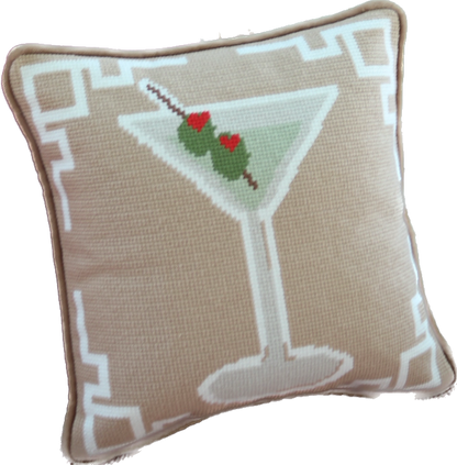 Dirty Martini Needlepoint Pillow