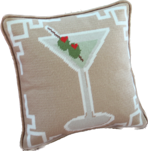 Dirty Martini Needlepoint Pillow