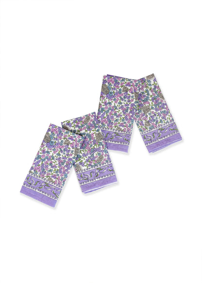 Lavender Blossom Block Print Cotton Napkins