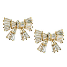 Load image into Gallery viewer, Gold Maxi Sparkler Statement Stud Bow Earrings