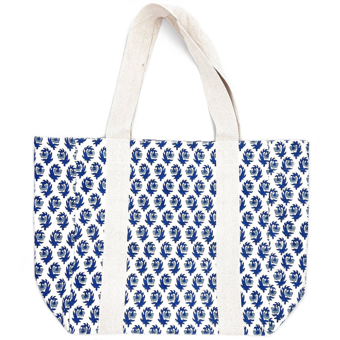 Block Printed Canvas Bag - Captivating Blooms