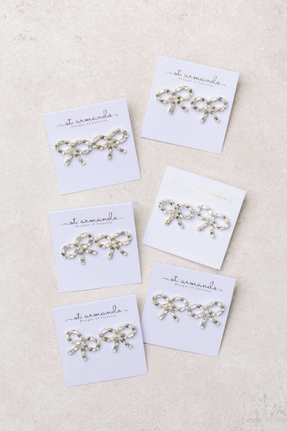 Sparkling Diamond Mini Statement Bow Earrings