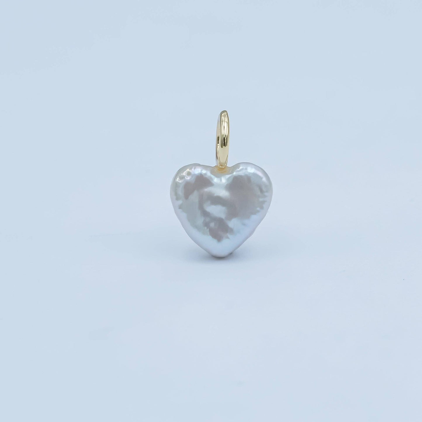 24K Gold Filled White Freshwater Pearl Heart Pendant | P1670