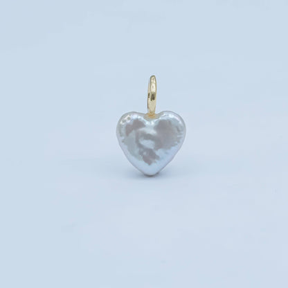 24K Gold Filled White Freshwater Pearl Heart Pendant | P1670