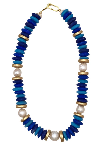 Lagos Collar Necklace - Confetti Blue