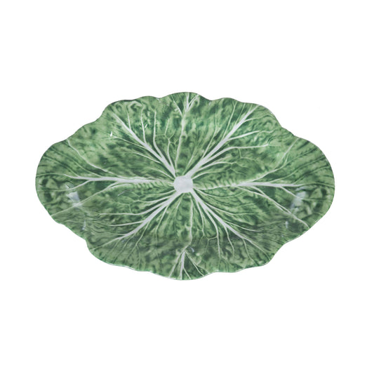 Cabbage Leaf Green Large Oval Serving Platter