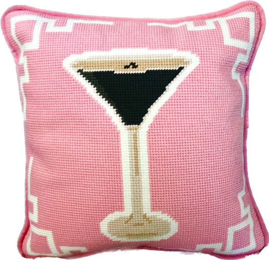 Espresso Martini Needlepoint Pillow