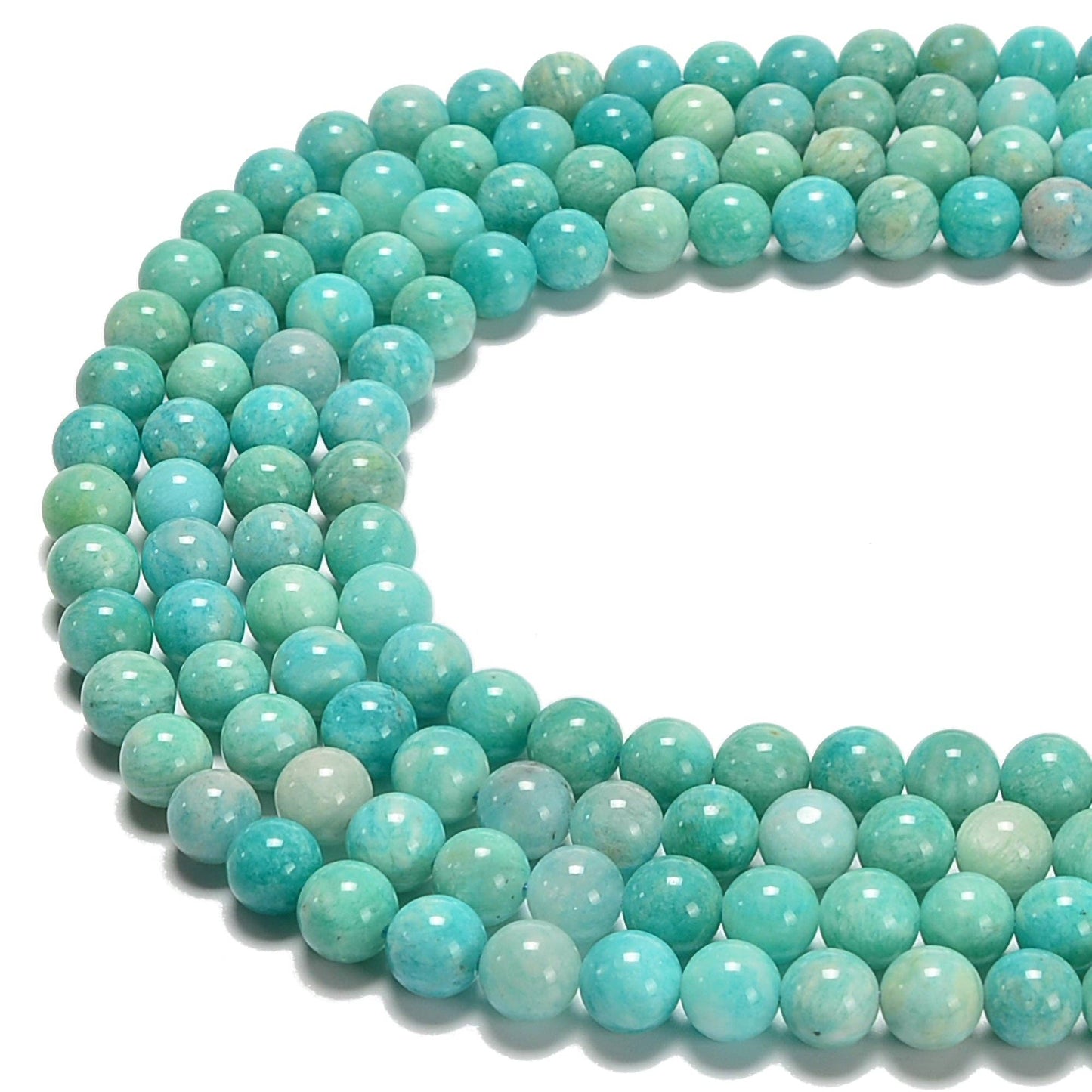 Green Blue Amazonite Smooth Round 6mm 7mm 7.8mm 8mm 9mm 10mm 12mm 15.5'' Strand