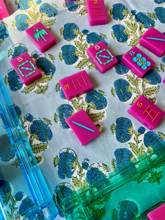 Poms Tablecloth in Bluebird