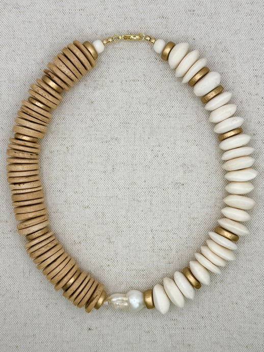 Two-Tone Porto Lagos Collar Necklace - Bone/Almond