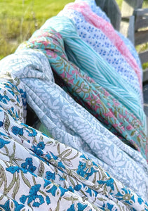 Gathered Garden Pareo in Aquamarine