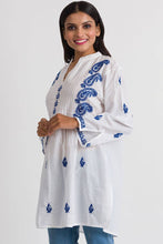 Load image into Gallery viewer, Kamalika White &amp; Navy Tunic