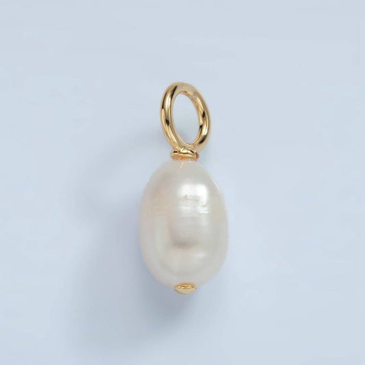 16K Gold Filled 20mm White Freshwater Pearl Drop Pendant | P1862