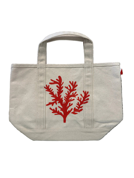Small Hand-Painted Naples Tote, Coral