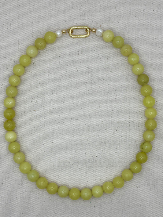 Gemstone Short Layering Necklace, Lemon Jade