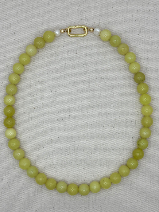 Gemstone Short Layering Necklace, Lemon Jade