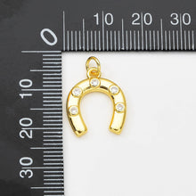 Load image into Gallery viewer, Gold Filled Horseshoe Charm Pendant CZ Micro Pave, CP2066