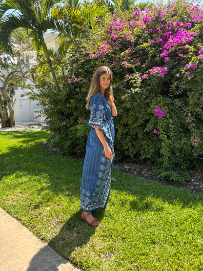 Spiral Block Print Caftan