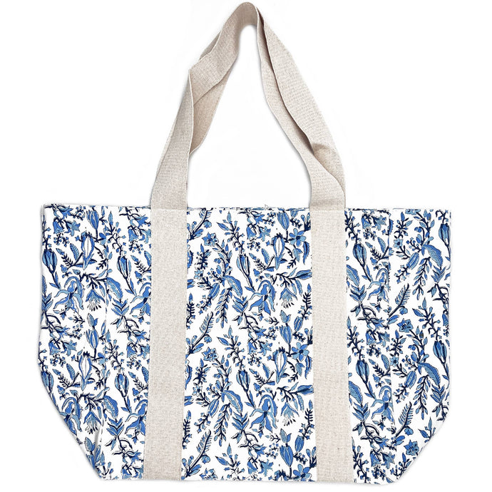 Block Printed Canvas Bag - Azure Canopy