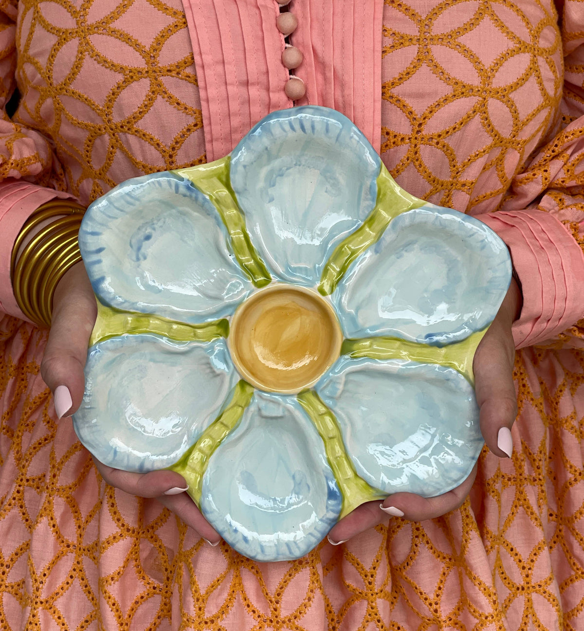 Hand Painted Oyster Plate: The Fancy - Yellow