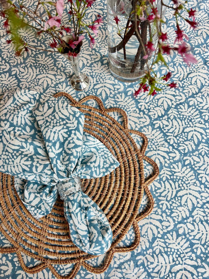 Gathered Garden Tablecloth in Lake Blue