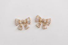 Load image into Gallery viewer, Gold Maxi Sparkler Statement Stud Bow Earrings