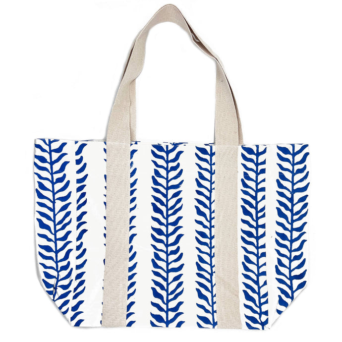 Block Printed Canvas Bag - Seaside Serenity