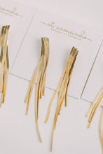 Load image into Gallery viewer, Skinny Gold Cascading Tassel Minimalist Statement Earrings