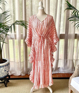 Long Ruffle Caftan Tangerine Fern