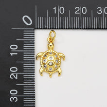 Load image into Gallery viewer, Gold Filled Sea Turtle Charm Pendant CZ Micro Pave, CP2057