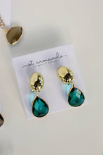 Load image into Gallery viewer, Vintage Chunky Gold and Green Statement Drop Earrings