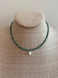 Turquoise Layering Necklace with Mini Pearl Pendent