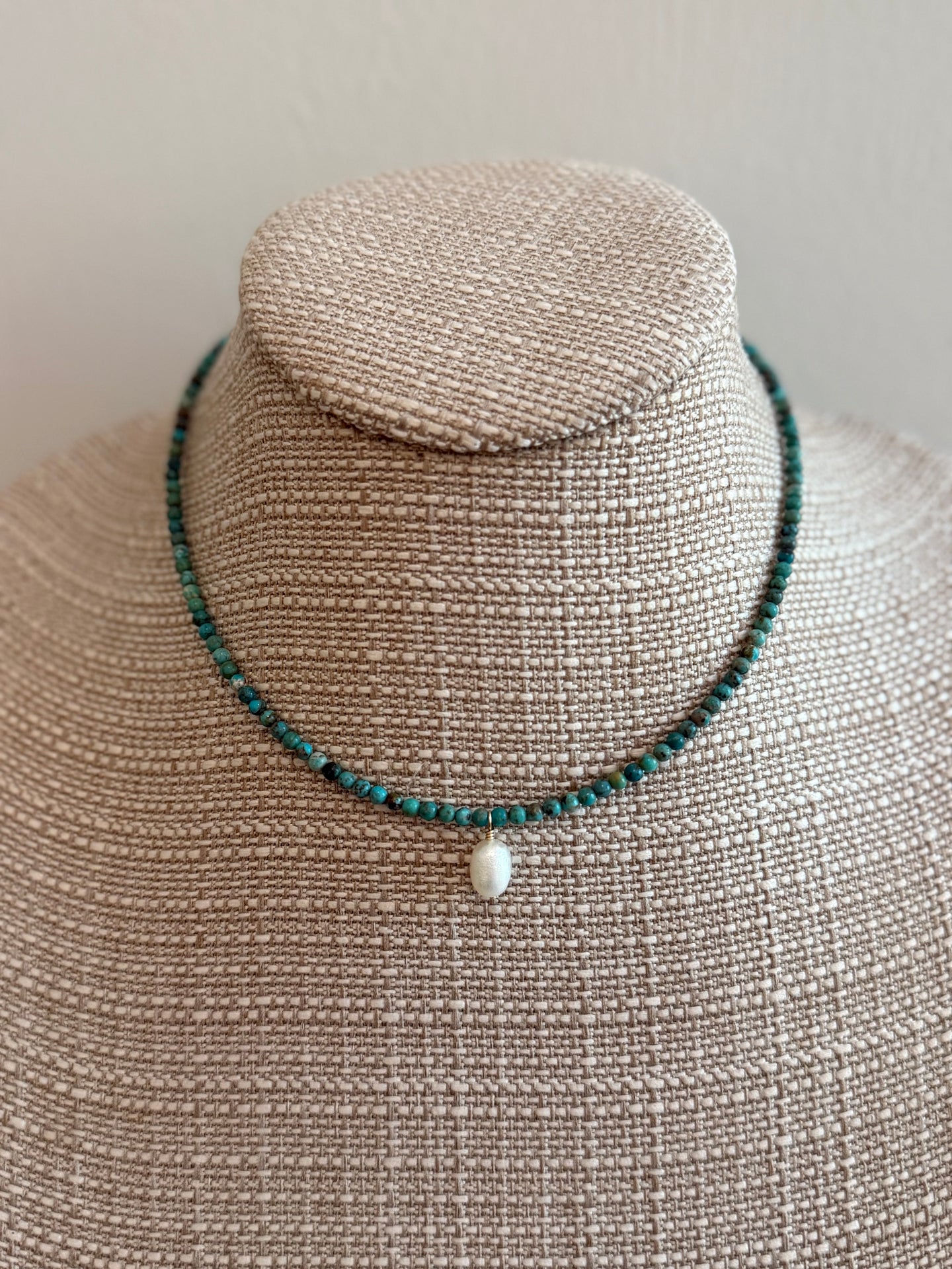 Turquoise Layering Necklace with Mini Pearl Pendent