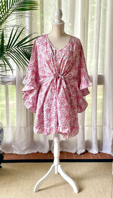 Short Ruffle Caftan Pretty in Pink