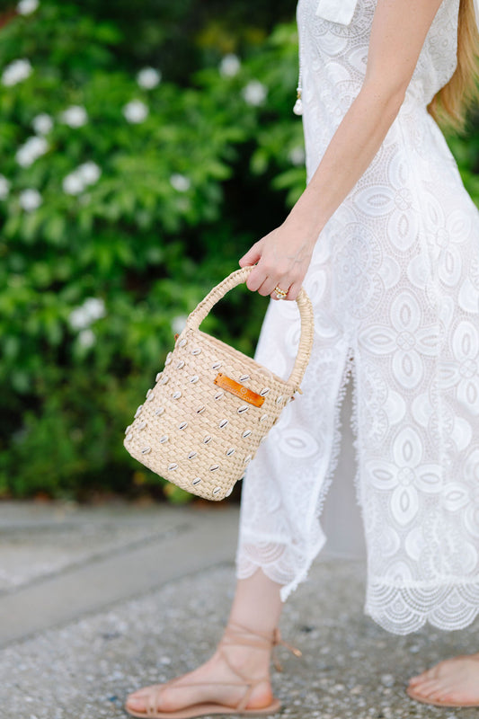 Palm Shell Bucket Tote Citron