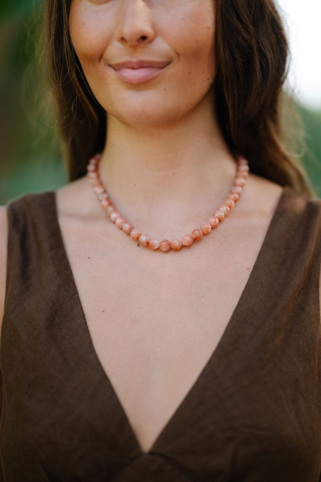 Gemstone Layering Necklace, Fire Sunstone