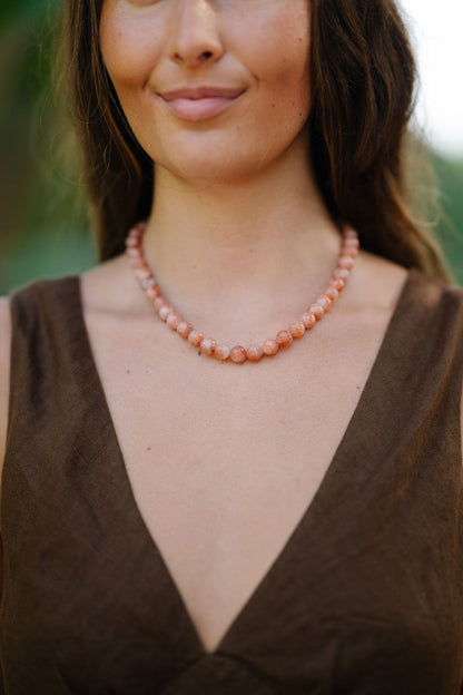 Gemstone Layering Necklace, Fire Sunstone