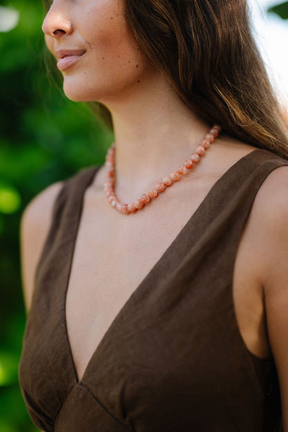 Gemstone Layering Necklace, Fire Sunstone