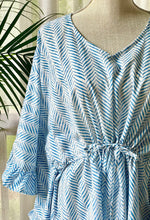 Load image into Gallery viewer, Long Ruffle Caftan Boardwalk Blue Fern