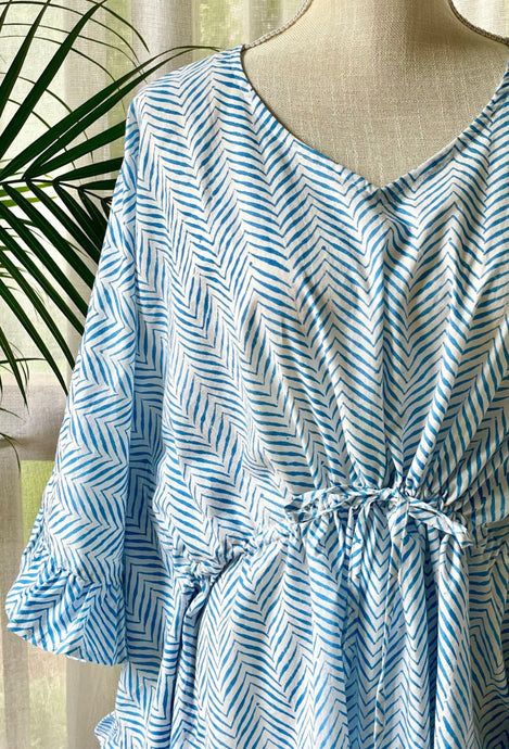 Long Ruffle Caftan Boardwalk Blue Fern