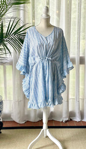 Short Ruffle Caftan Boardwalk Blue Fern