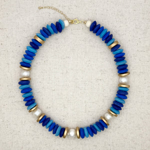 Lagos Collar Necklace - Confetti Blue