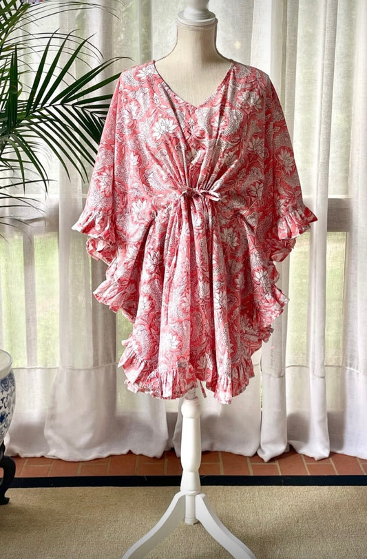 Short Ruffle Caftan Peach Sorbet