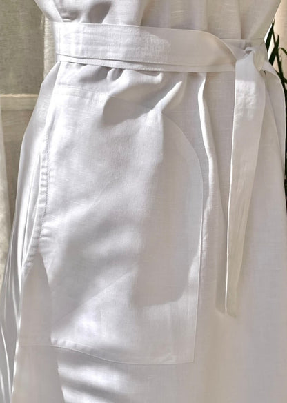 White Linen Side-Slit Dress