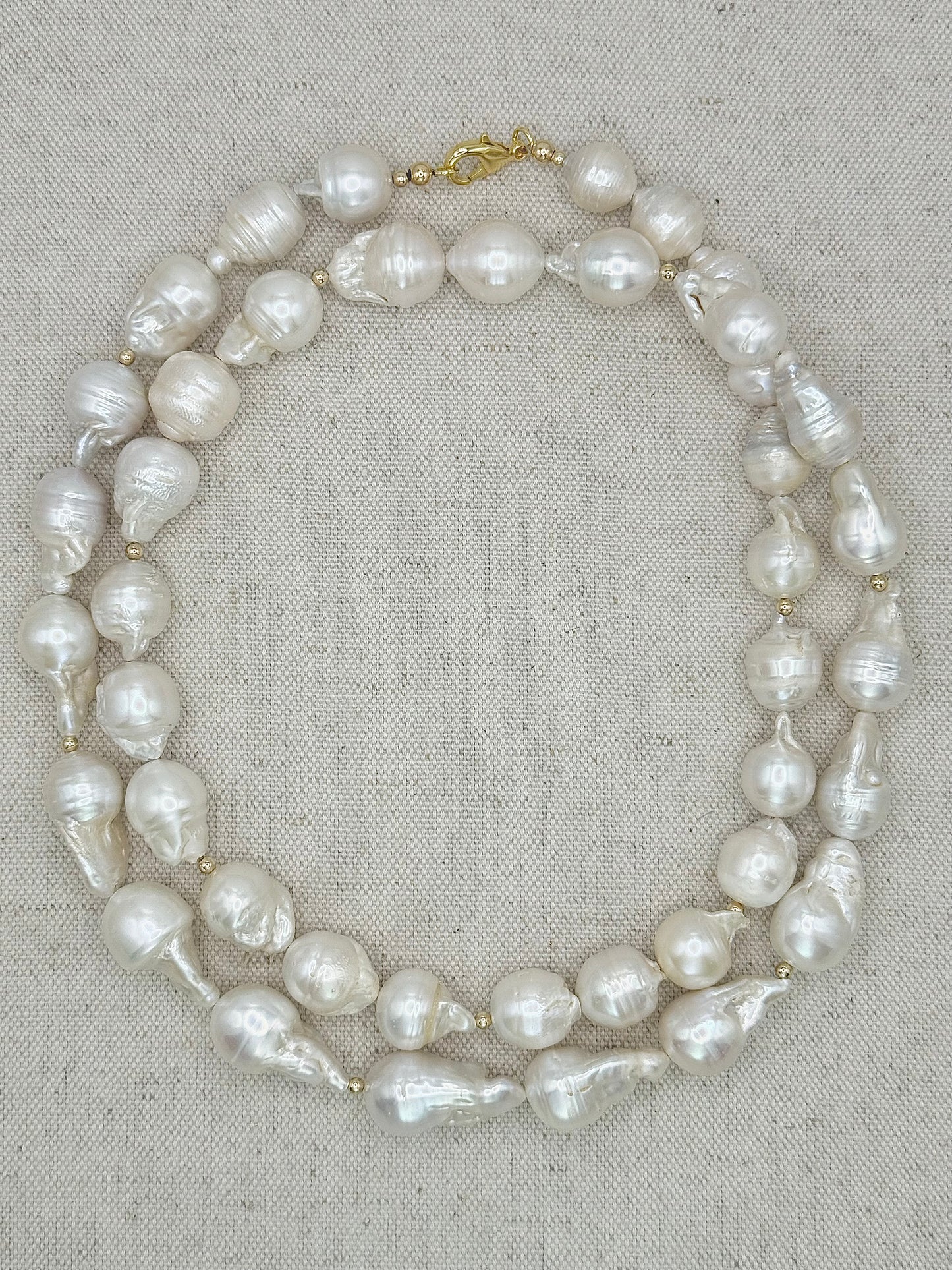 Large Natural Baroque Freshwater Pearl Necklace - Long