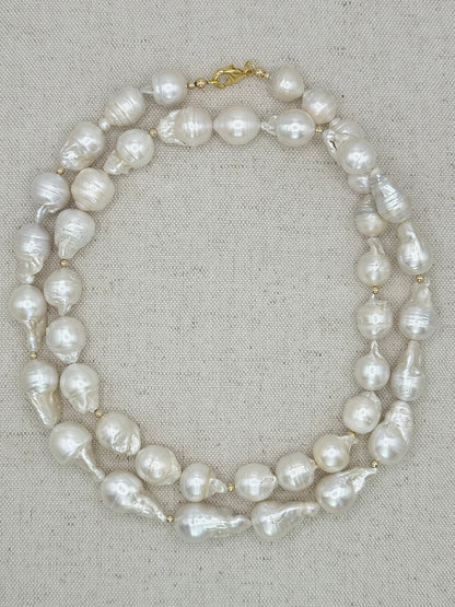 Large Natural Baroque Freshwater Pearl Necklace - Long