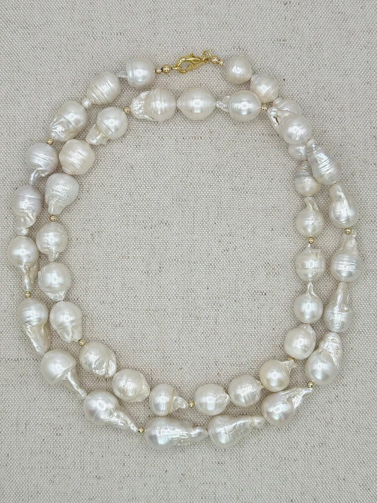 Large Natural Baroque Freshwater Pearl Necklace - Long