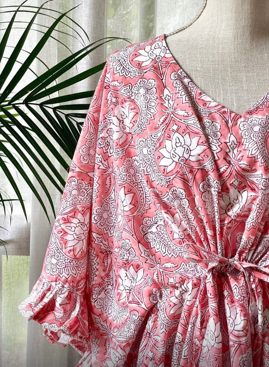 Short Ruffle Caftan Peach Sorbet