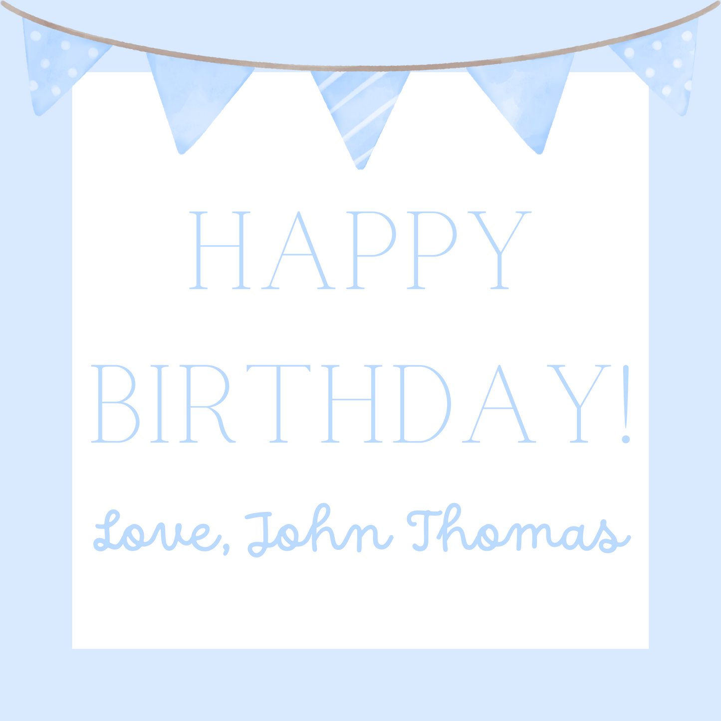 Happy Birthday! Blue Flags Gift Tag - Customizable - Digital Download